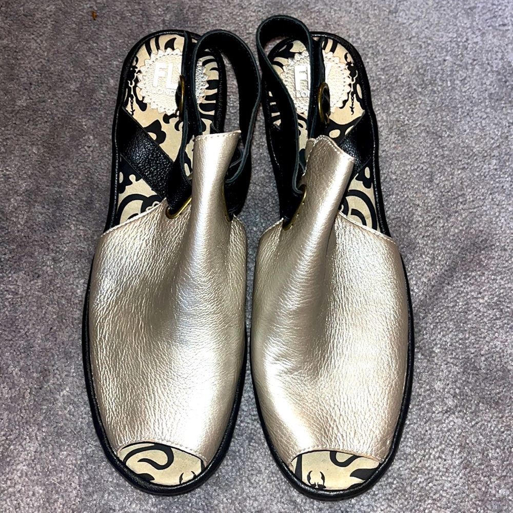Fly London Silver Heeled Sandals Size 41